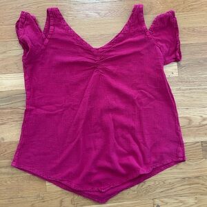 Mimi de Guadalajara Boho Crinkle Cotton Blouse Magenta Size 3